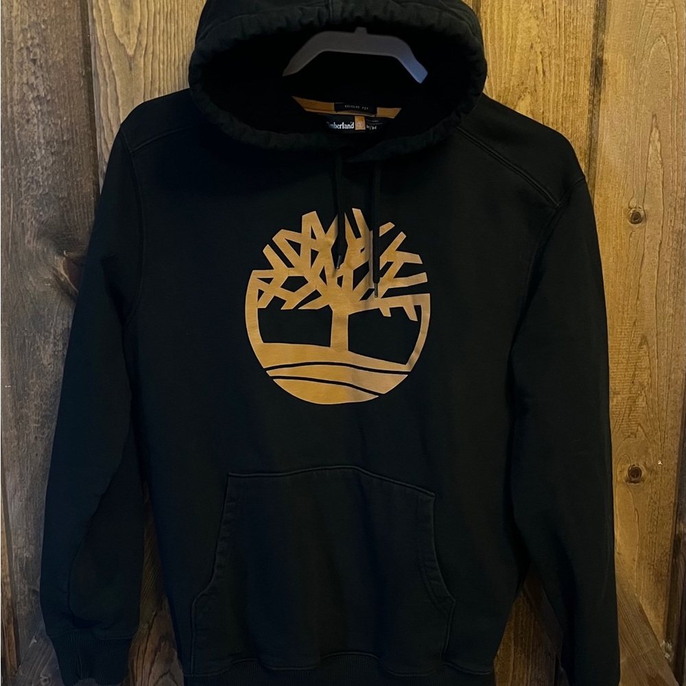 Men's Timberland Black Hoodie with Logo- Size Medium